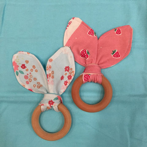 Organic Bunny Ear With Wooden Teething Ring