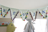 Personalized Name Bunting With Pompom Trim