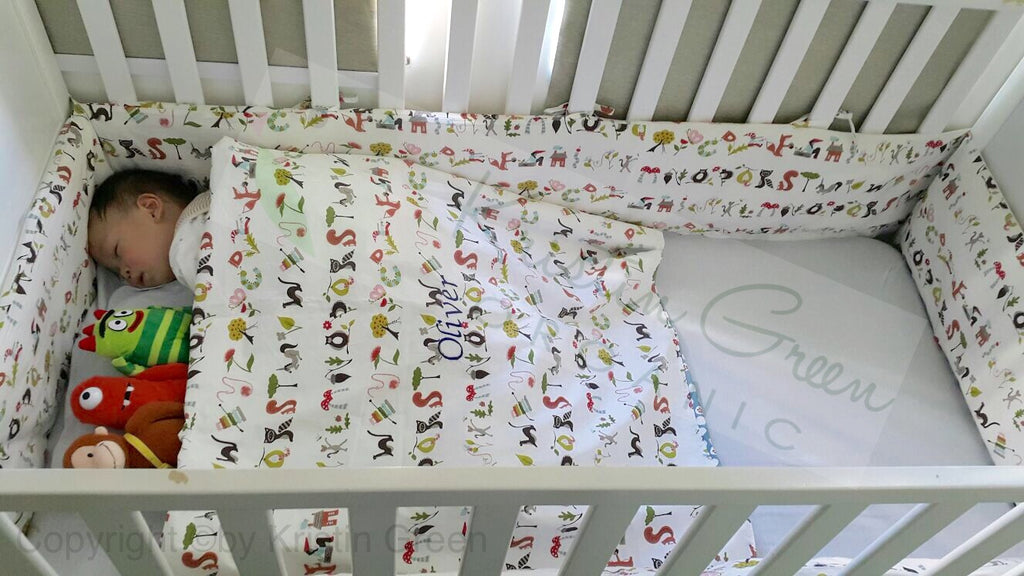 Organic Crib Bumper with Cover and Canopy Kristin Green